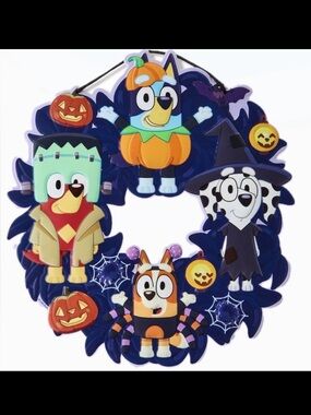 NWT Bluey Halloween Wreath – 15″ Door/Wall Decoration, Multicolor by Ruz